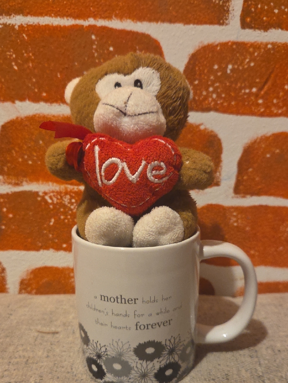 💌Mother's Day GIFT: "A Mother Holds Her Childrens Hands..." Mug w/ Plush Monkey